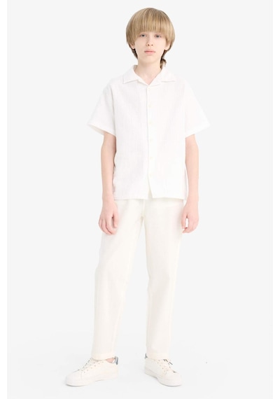 DeFacto Erkek Çocuk Oversize Geniş Kalıp Polo Yaka Müslin Kısa Kollu Gömlek W3239A625HSWT34