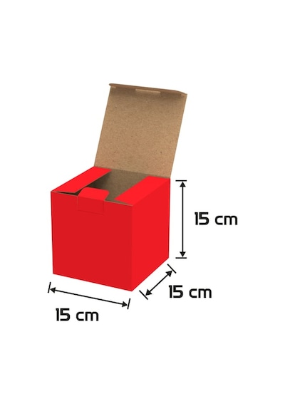 15x15x15 - 25 Adet - Kırmızı Kilitli E Ticaret Karton Kargo Kutusu Ofset Red Chrome 25 Adet