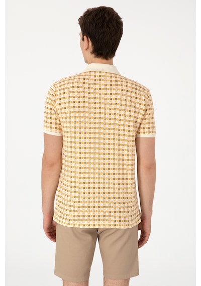 U.S. Polo Assn. Erkek Regular Fit Polo Yaka Krem Desenli Tişört 50299672-VR071