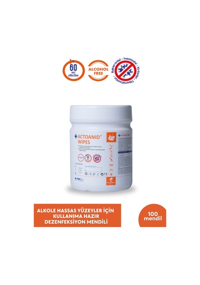 Acto Actoanıd Wıpes 100 Mendil Alkole Hassas Yüzeyler İçin Kullanım