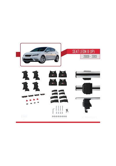 Seat Leon Iı 1p 2009-2013 Arası İle Uyumlu Ace-4 Ara Atkı Tavan Barı Gri