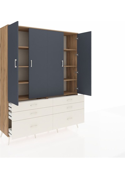 Hyperion Gardrop 8 Raflı 6 Çekmeceli 4 Kapaklı 176x44x221 Çam-antrasit/aytaşı Antrasit/aytaşı Hyperion Gardrop 8 Raflı 6 Çekmeceli 4 Kapaklı 176x44x221 Çam-antrasit/aytaşı Antrasit/aytaşı