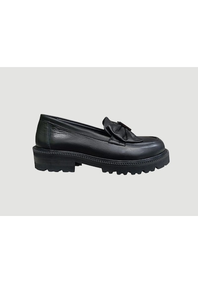 Albini 26102209 Kadın Deri Loafer Ayakkabı Siyah Çok Renkli