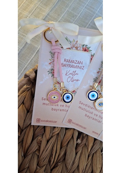 Bayram Hediyesi Tebrik Kartlı 4'lü Renkli Anahtarlık