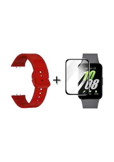 Forzacase Samsung Galaxy Fit 3 İle Uyumlu Silikon Kordon Kayış + Ekran Koruma Filmi - Fc440 Kırmızı