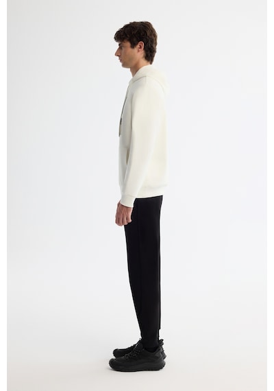 Avva Erkek Ekru Kapüşonlu Pamuklu Baskılı Elastan Regular Fit Sweatshirt A42y1321