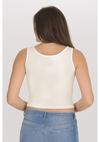 Sensu Kadın Kalın Askılı Ekru Crop Büstiyer - Bst1008 Ekru Ekru