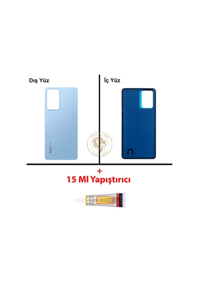 Xiaomi Redmi Note 12 Pro 5g Mavi Arka Pil Kapağı Batarya Kapağı Lazer Kesim + B-7000 Yapıştırıcı Çok Renkli