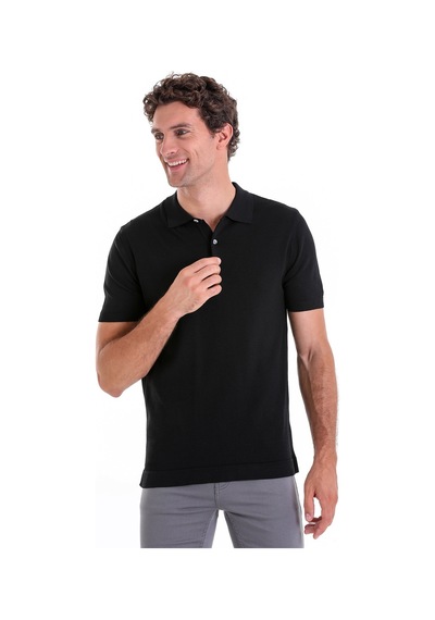 Hatemoğlu Siyah Comfort Fit Düz Polo Yaka Rayon Triko Tişört Siyah Hatemoğlu Siyah Comfort Fit Düz Polo Yaka Rayon Triko Tişört Siyah