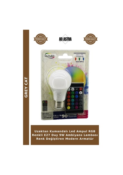 Uzaktan Kumandalı Led Ampul Rgb Renkli E27 Duy 9w Ambiyans Lambası Renk Değiştiren Modern Armatür