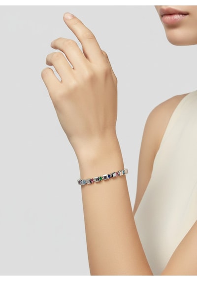 Valmont Accessories Kadın Silver Renk Renkli Taşlı Geometrik Bileklik Gümüş