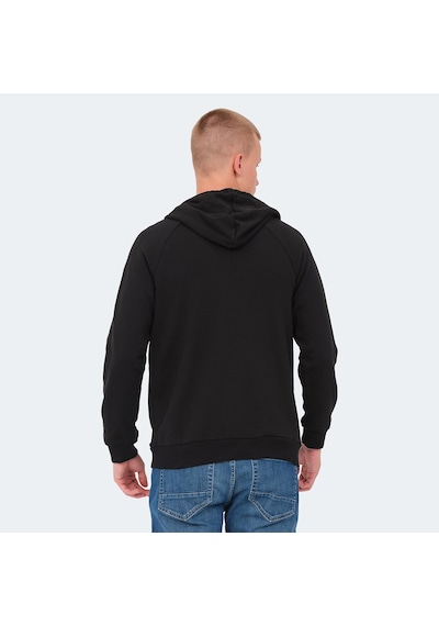Slazenger KAZUE I Erkek Fermuarlı Kapüşonlu Cepli Siyah Sweatshirt