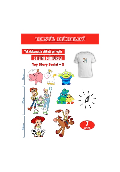 Ütü İle Yapışan Kıyafet Etiketi Toy Story Model-2 7li Set Karışık