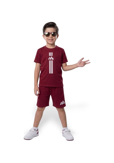 Minik Motion 2'li Set Kısa Kollu Tshirt Ve Şortlu Çocuk Minikmotion Alt Üst Takım Bordo - Lacivert Minik Motion 2'li Set Kısa Kollu Tshirt Ve Şortlu Çocuk Minikmotion Alt Üst Takım Bordo - Lacivert