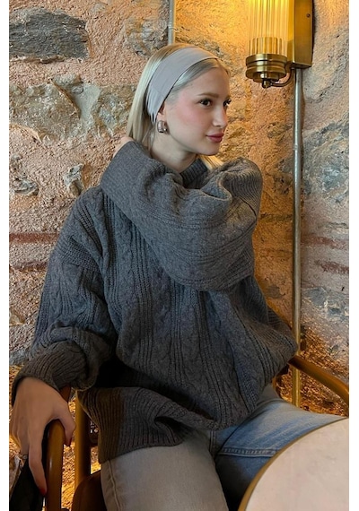 Madmext Antrasit Bisiklet Yaka Örme Triko Kazak Mg2009-antrasit Antrasit