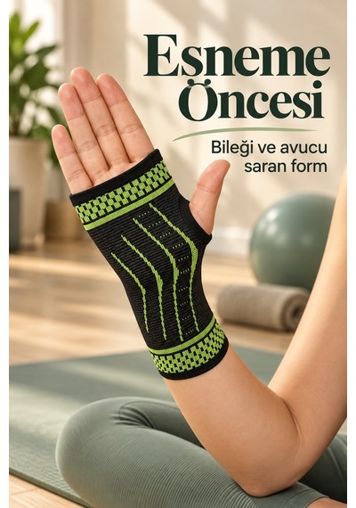 Fitness Ve Antrenman İçin Avuç İçi Destekli Sporcu Bilekliği Siyah