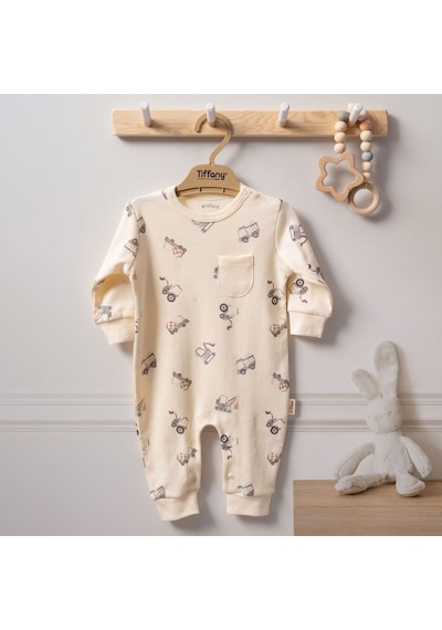 Tiffany Baby & Kids Tiffany Baby Organik Work Machine Theme Tulum 23004 Ekru