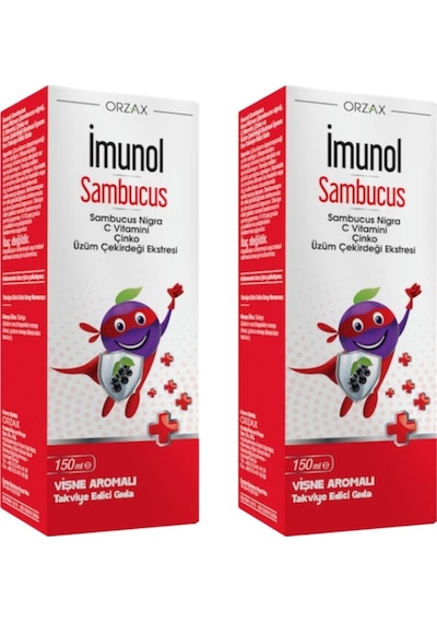 Orzax Imunol Sambucus Nigra Vişne Aromalı Şurup 2 x 150 ML