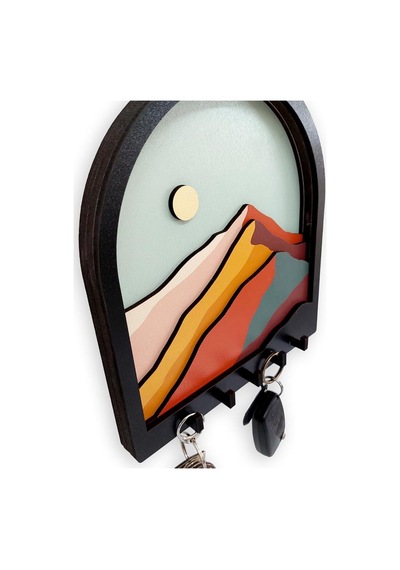 Caju Art & Decoration Ahşap Renkli Dağlar 3 Boyutlu Kabartma Hol Askı Anahtarlık Çok Renkli