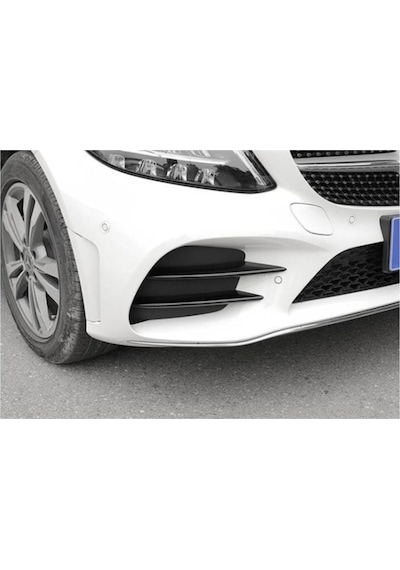 Mercedes W205 İçin Uyumlu C Serisi Ön Tampon Sis Kaşları Kaplama Piano Black 2019+