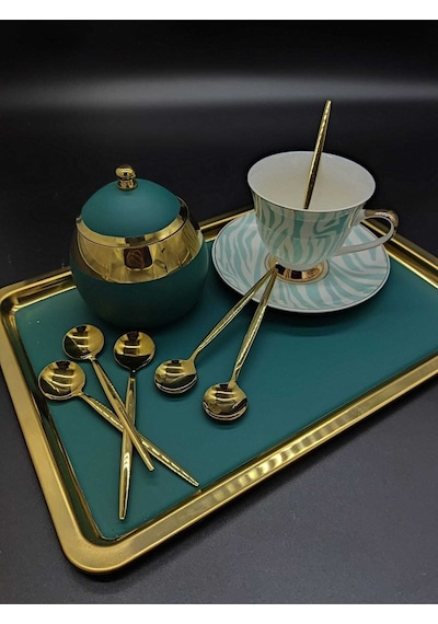Ikon Titanyum Gold 6 Adet Çay - Kahve  Kaşık Gri