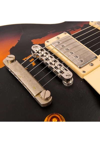 Vintage V100 Icon Elektro Gitar - Distressed Black Over Sunburst