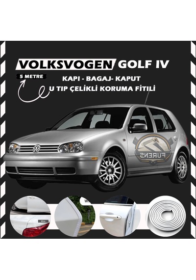 Volksvogen Golf 4 Oto Araç Kapı Koruma Fitili 5 Metre Parlak Beyaz Renk