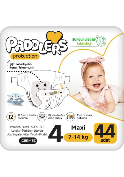Protection Bebek Bezi 4 Numara Maxi (7-14 Kg) 44 Adet – Jumbo Paket, Maksimum Koruma