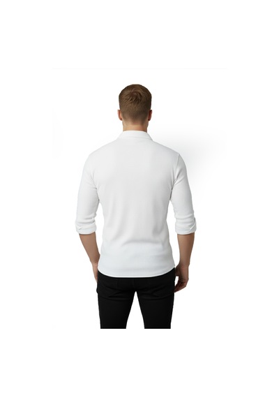 Rizzup Erkek Beyaz Slim Fit Fitilli Gömlek Likralı Esnek Kumaş Şık Model 2500805