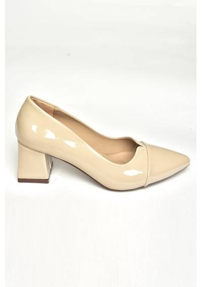 Fox Shoes U820620008 Bej Rugan Kalın Topuklu Kadın Ayakkabı Bej
