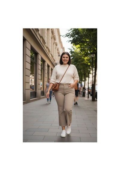 Zdnjeans Paçası İşlemeli Kot Jeans Pantolon Bej