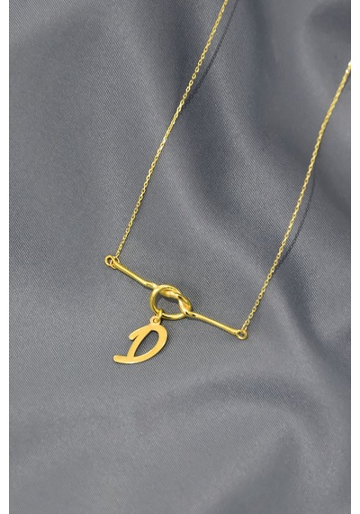 Papatya Silver 925 Ayar Gümüş Gold Kaplama D Harfli Düğüm Kolye