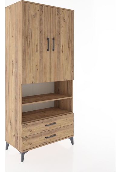 Hyperion Dolap 5 Raflı 2 Çekmeceli 2 Kapaklı 88x44x195 Çam-çam Çam