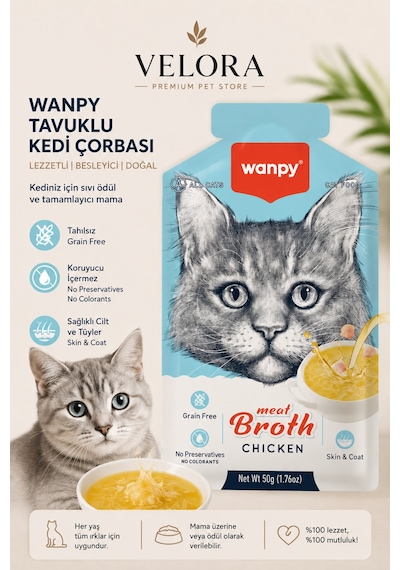 Wanpy Tavuklu Kedi Çorbası 50 Gr Tahılsız Sıvı Ek Besin Ve Ödül Maması - 885813611