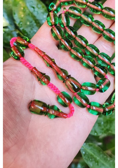 9 x 11 MM Şeffaf Delim Su Yeşili Katalin Tesbih - Ergin Baran Necef
