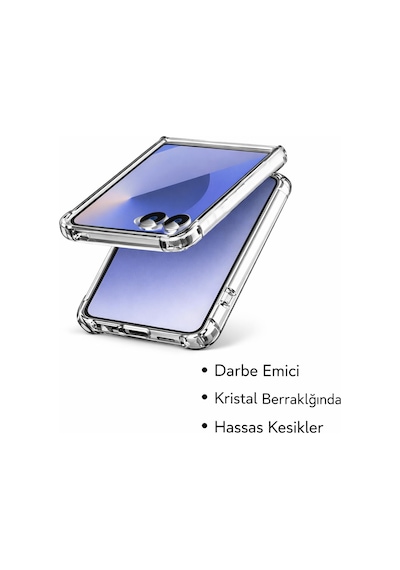 Samsung Galaxy Z Flip 7 Uyumlu Kamera Korumalı Magsafe Wireless Şarj Özellikli Lüks Şeffaf Silikon Telefon Kılıfı