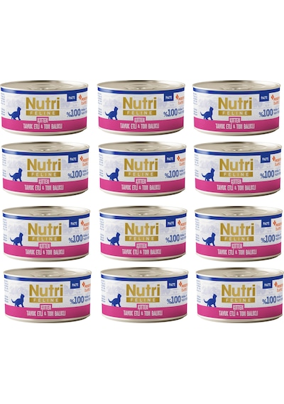 Nutri Feline Kitten Tavuk Etli Ve Ton Balıklı Tahılsız Yavru Kedi Konservesi 70 G X 12 Adet