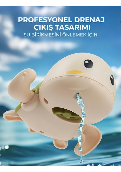 Kurmalı Kaplumbağa Bebek Banyo Oyuncağı Suda Yüzen, Su Oyuncağı - Yeşil Kaplumbağa
