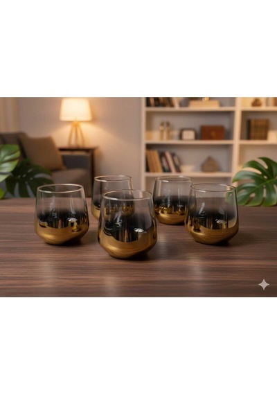 Çnr Home Collection Lav Titanyum Gold Kisa Bardak Gold
