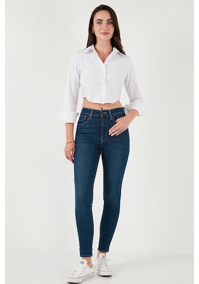 Lela Pamuk Karışımlı Slim Fit Uzun Kollu Crop Bayan Gömlek 6777336 Beyaz