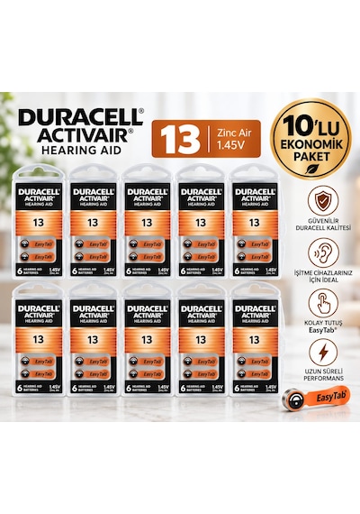 Duracell 13 Numara Cihaz Pili 10 Paket 60 Adet