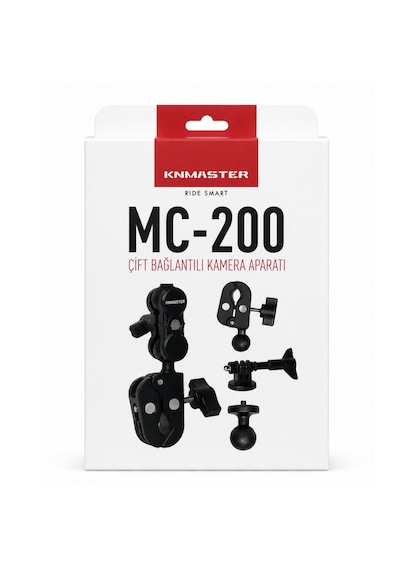 Knmaster Mc-200 360 Ayarlanabilir Motosiklet Çift Yengeç Kelepçeli Double Clamp Aksiyon Kamera Destek Aparatı 17 Cm