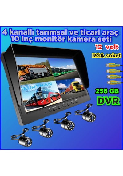 Dvr Hybrid 10'' Ekran Ve 4 Ad Beyaz Ledli Kelebek Kamera Seti 12v