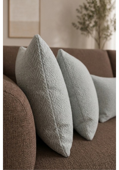 Chevron Bohem Dekoratif Punch Yastık Kırlent Kılıfı Açık Gri 45 x 45