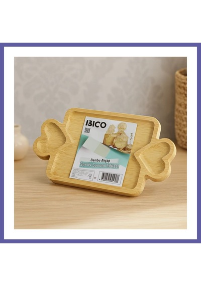 Bezos Bambu Ahşap Servis Tepsisi 25x14 Cm - 3 Bölmeli Sunum Tahtası Nıda
