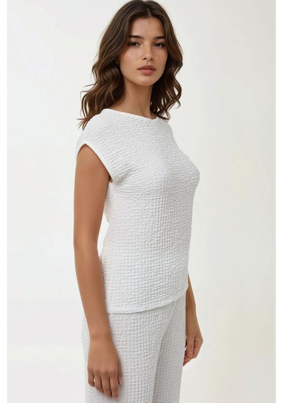 Hiccup Dokulu Rahat Fit Kısa Kollu T-shirt Beyaz