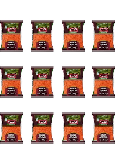 Yazar Yerli Kırmızı Mercimek 12 x 1 Kg
