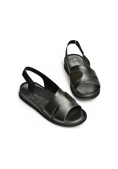 Fox Shoes Y555554003 Siyah Hakiki Deri Günlük Kadın Sandalet