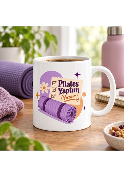 En-cag Pilates Molası Tasarımlı Porselen Kupa - Model 353 Bss
