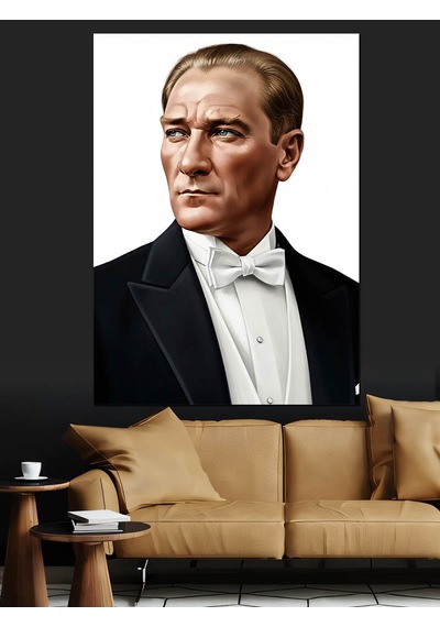 Smokinli Atatürk Portre Fotoğrafı Dekoratif Kanvas - Mdf Ahşap Tablo